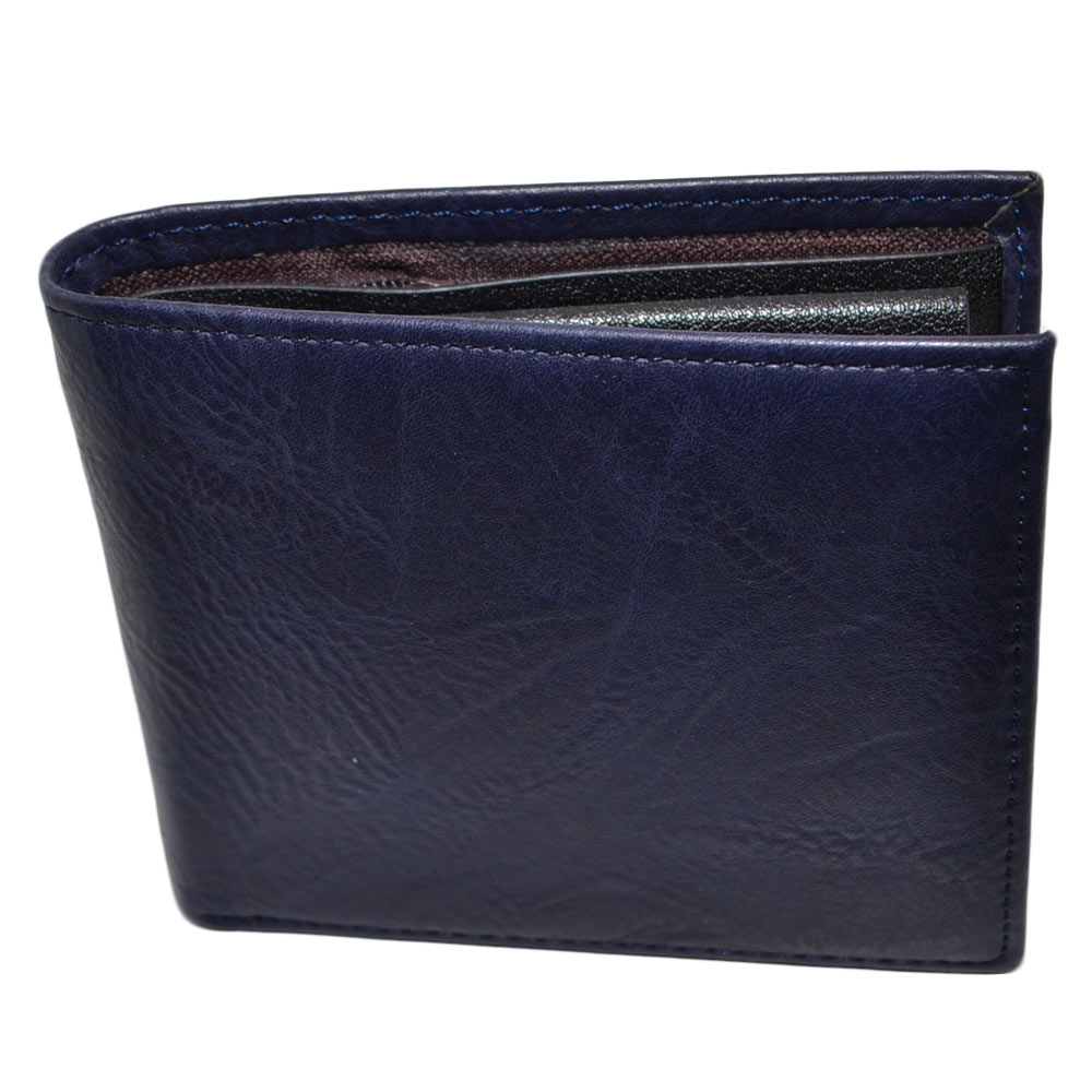 PORTAFOGLIO UOMO WALLET IN VERA PELLE BLU NAVY CON PORTACARTE E PORTAMONETE DUREVOLE MODA 