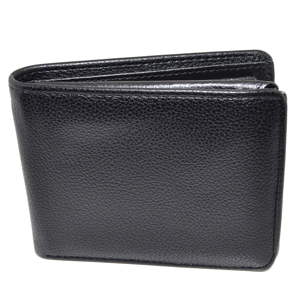 PORTAFOGLIO UOMO WALLET IN VERA PELLE NERA BLACK CON PORTACARTE E PORTAMONETE DUREVOLE MODA 