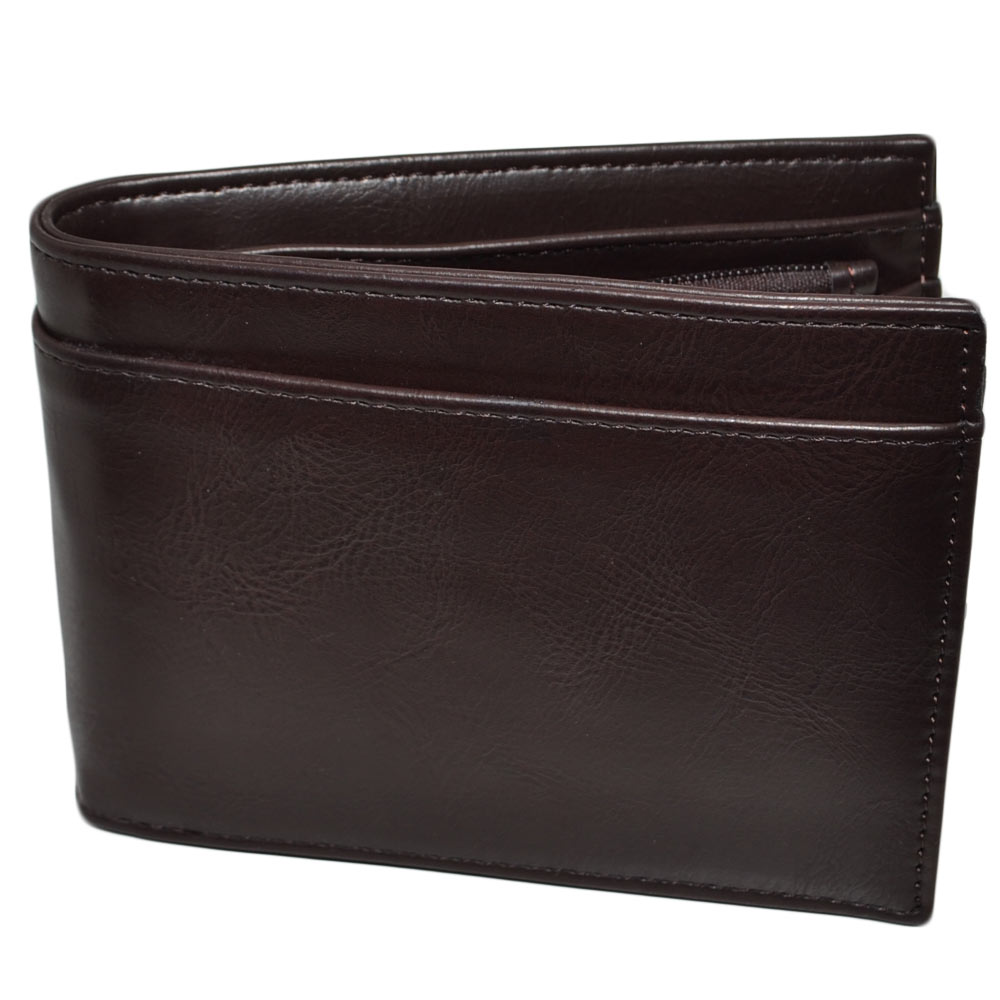 PORTAFOGLIO UOMO WALLET IN VERA PELLE MARRONE CON PORTACARTE E PORTAMONETE DUREVOLE MODA 
