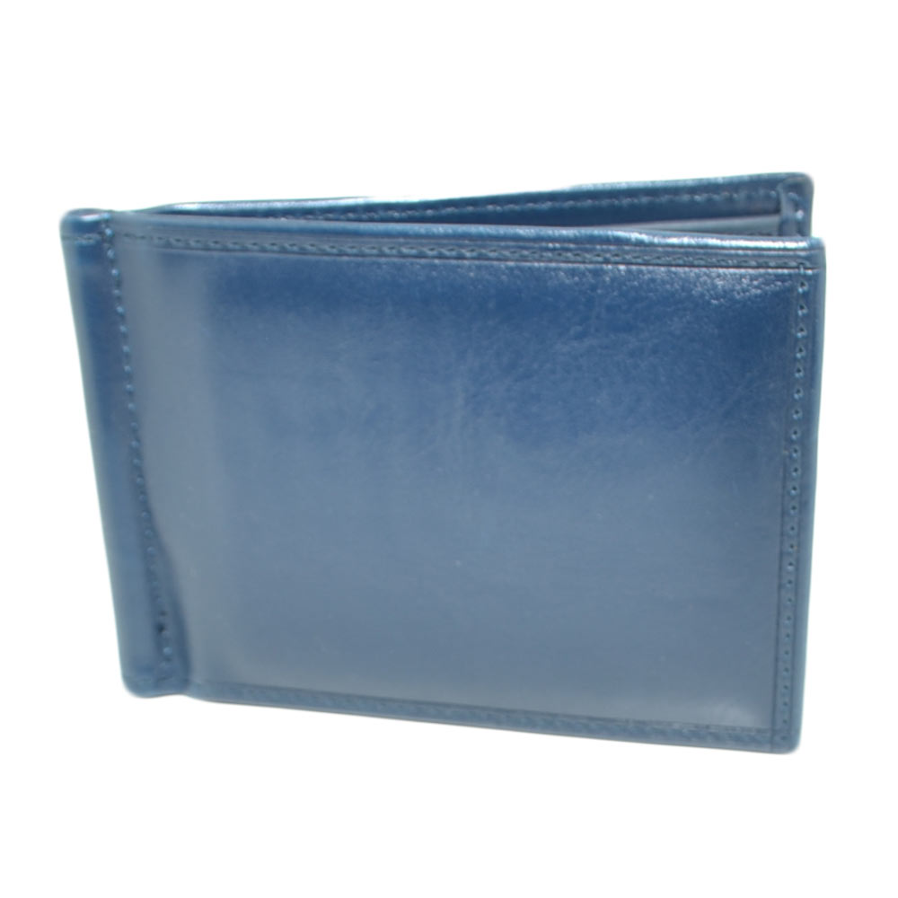 PORTAFOGLIO UOMO WALLET IN VERA PELLE BLUE NAVY CON PORTACARTE E PORTAMONETE DUREVOLE MODA 