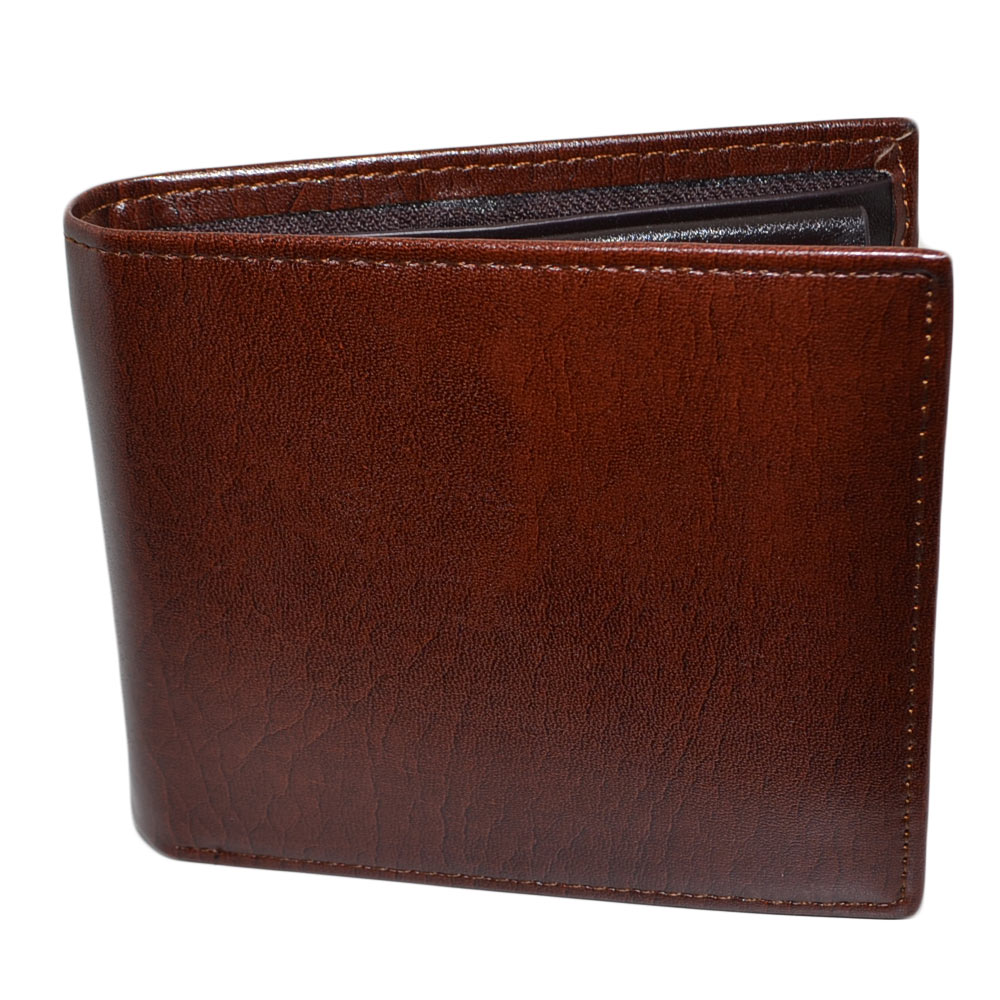 PORTAFOGLIO UOMO WALLET IN VERA PELLE MARRONE CON PORTACARTE E PORTAMONETE DUREVOLE MODA 