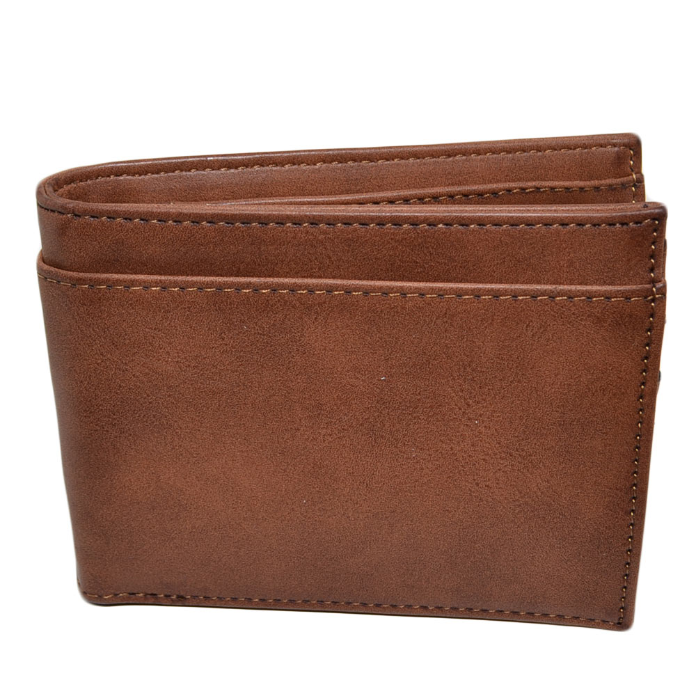 PORTAFOGLIO UOMO WALLET IN VERA PELLE CUOIO CON PORTACARTE E PORTAMONETE DUREVOLE MODA .