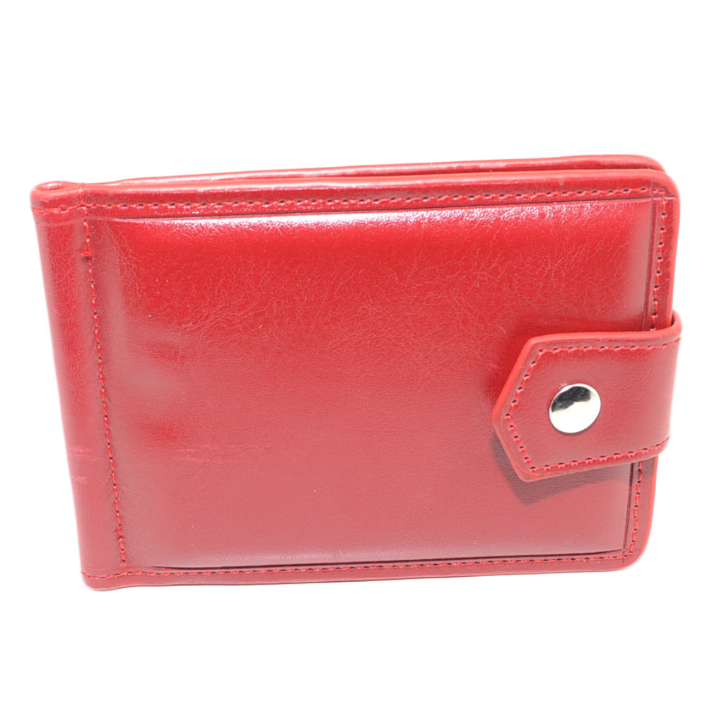 Portafoglio Wallet uomo in vera pelle rosso portacarte pocket con molla e salvacarta con gancio contanti chiusura clip.