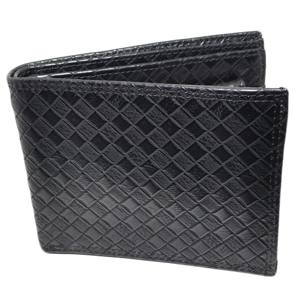 PORTAFOGLIO UOMO WALLET IN VERA PELLE NERA BLACK CON DISEGNO ASTRATTO CON PORTACARTE E PORTAMONETE DUREVOLE MODA 