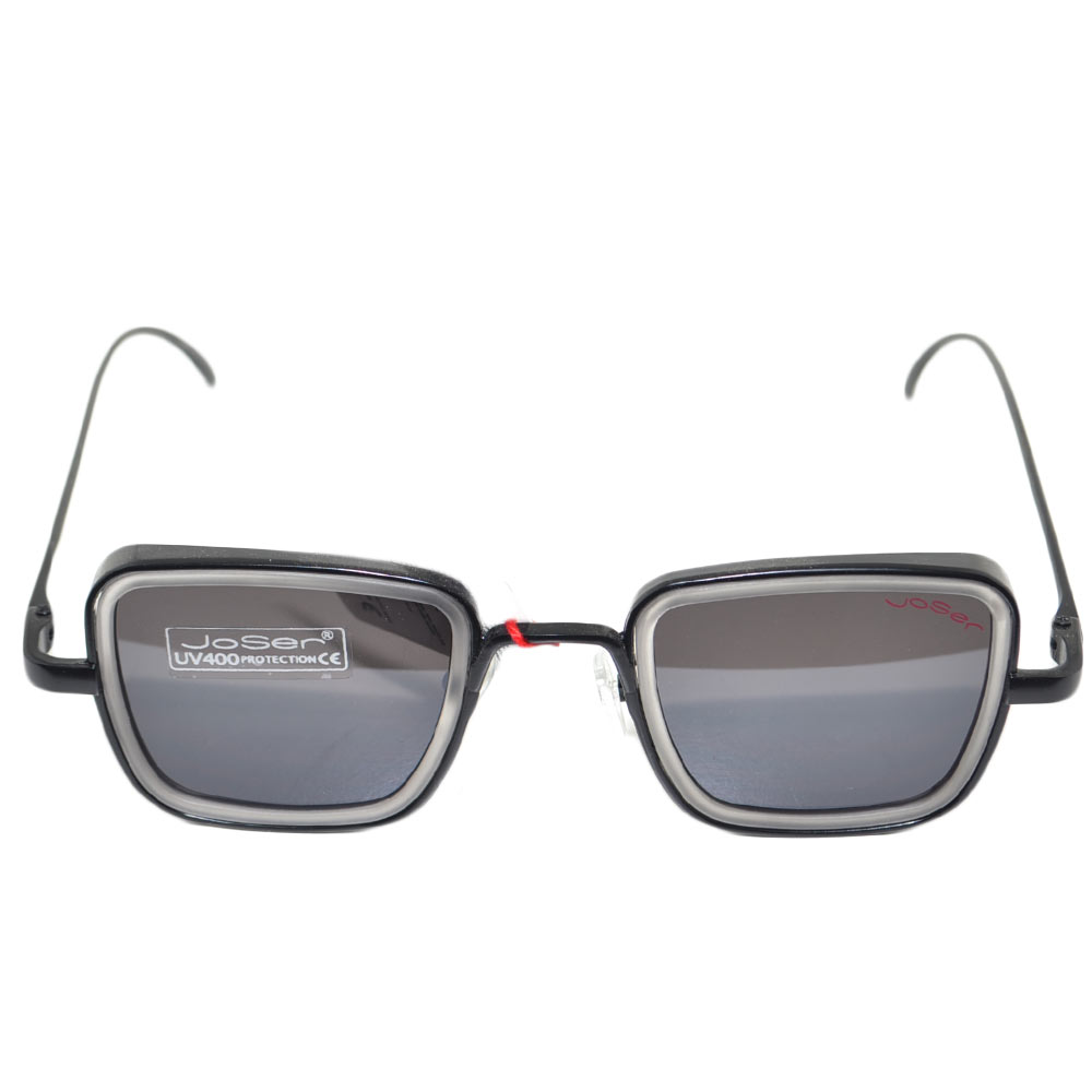Occhiali da sole sunglasses uomo nero modello quadrato con lente nero temperato moda giovane