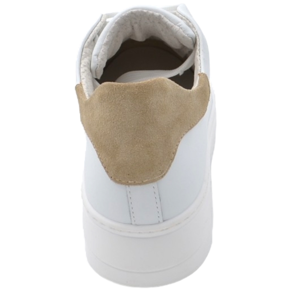 VIA CONDOTTI Sneakers Alte Uomo In Vera Pelle Bianco/Grigio Sfumato - Con Borchie E Cerniera, Suola Piatta