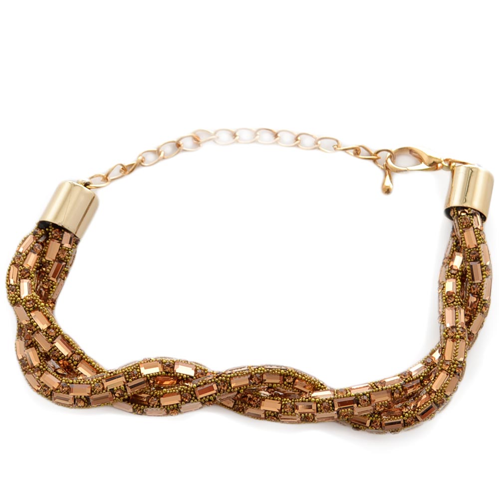 Bracciale donna oro e bronzo con catenina effetto intrecciato morbido