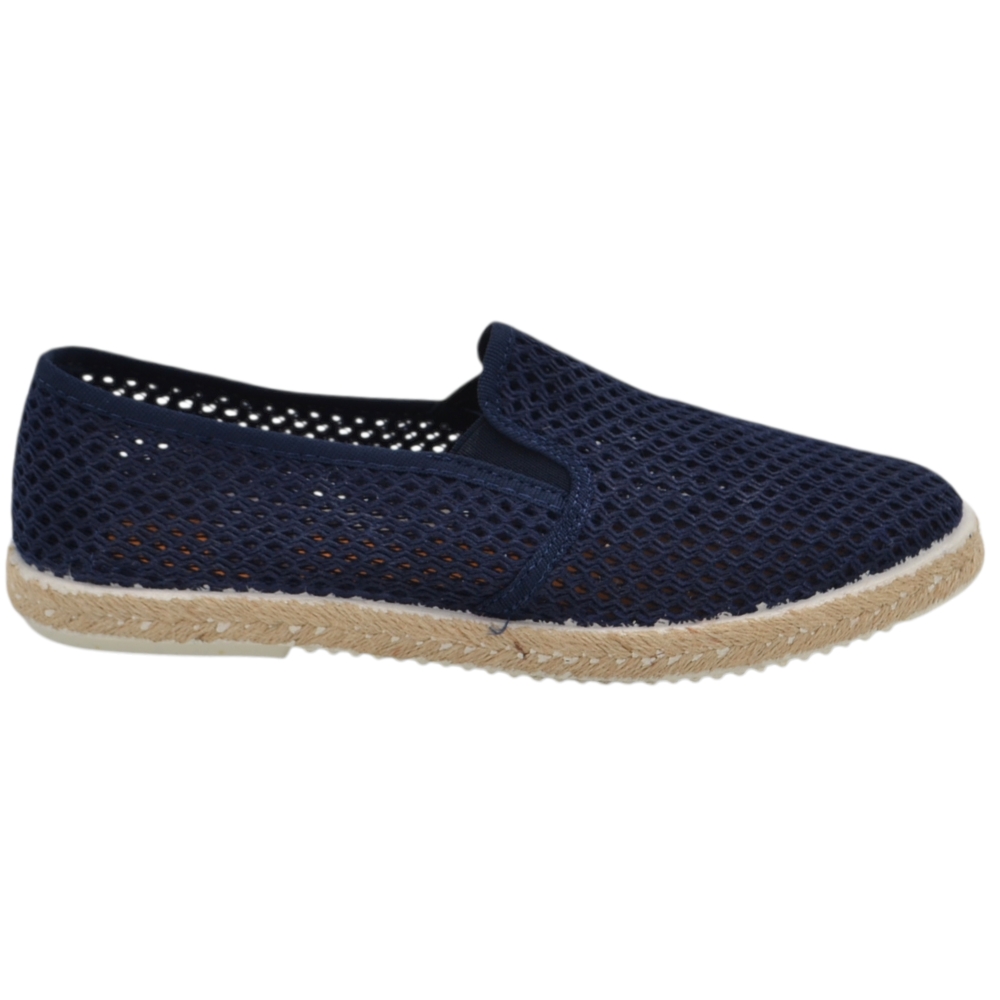 espadrillas slip-on uomo blu in rete tecnica traspirante bordatura in juta e suola in gomma flessibile .