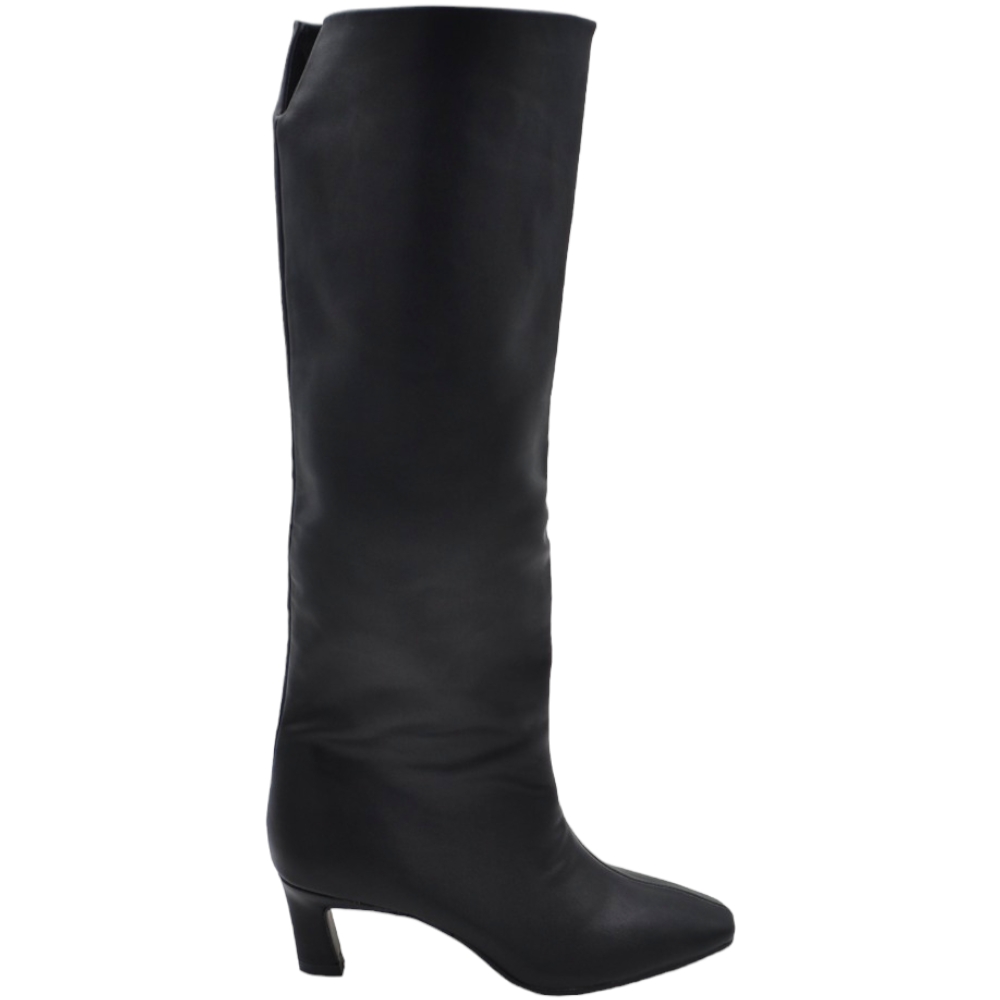 Stivali donna nero Corina linea basic al ginocchio liscio con tacco mini a spillo 3 cm e punta quadrata aderente moda