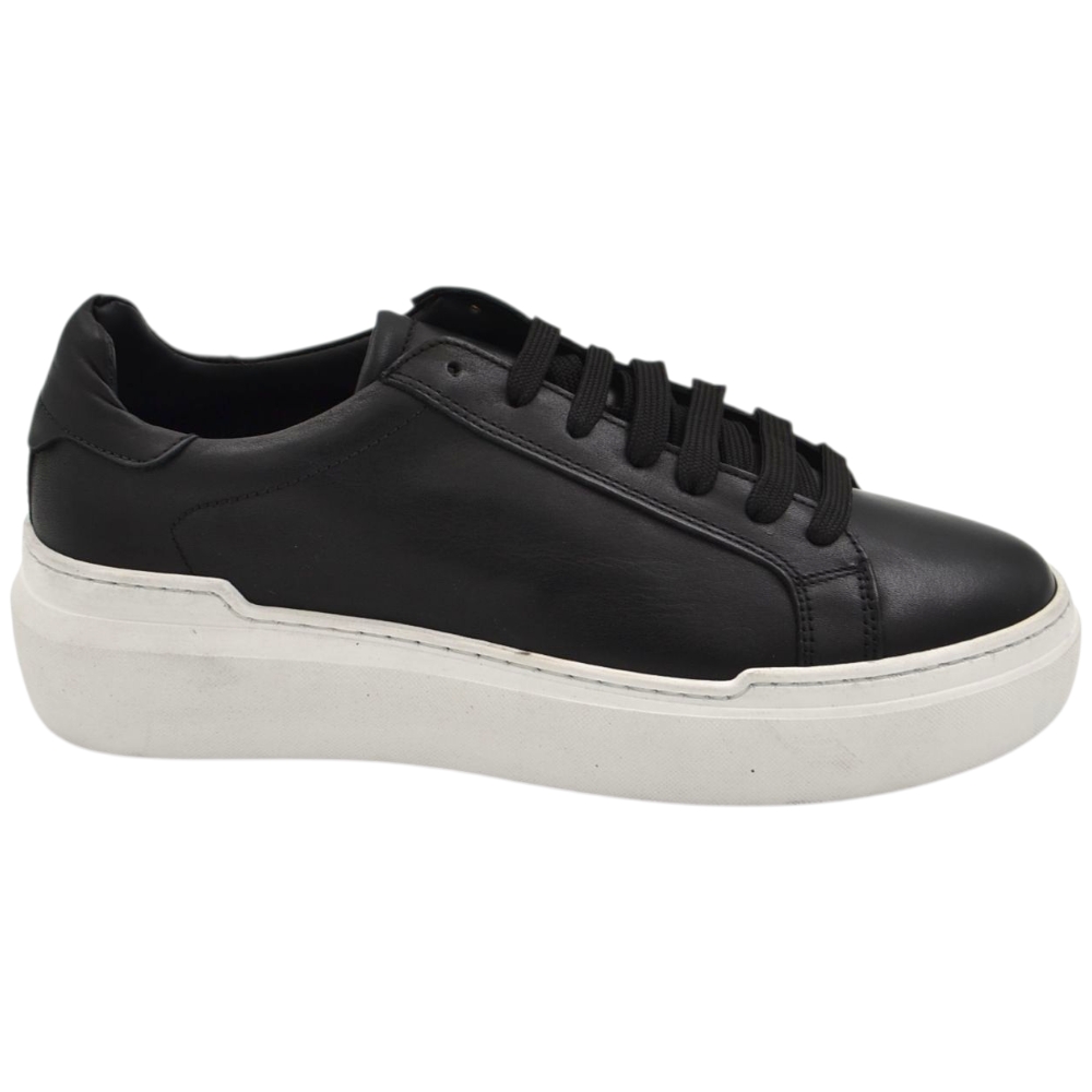 Sneakers Competitor 971 uomo bassa in vera pelle nera con fondo val in gomma eva lacci casual made in Italy