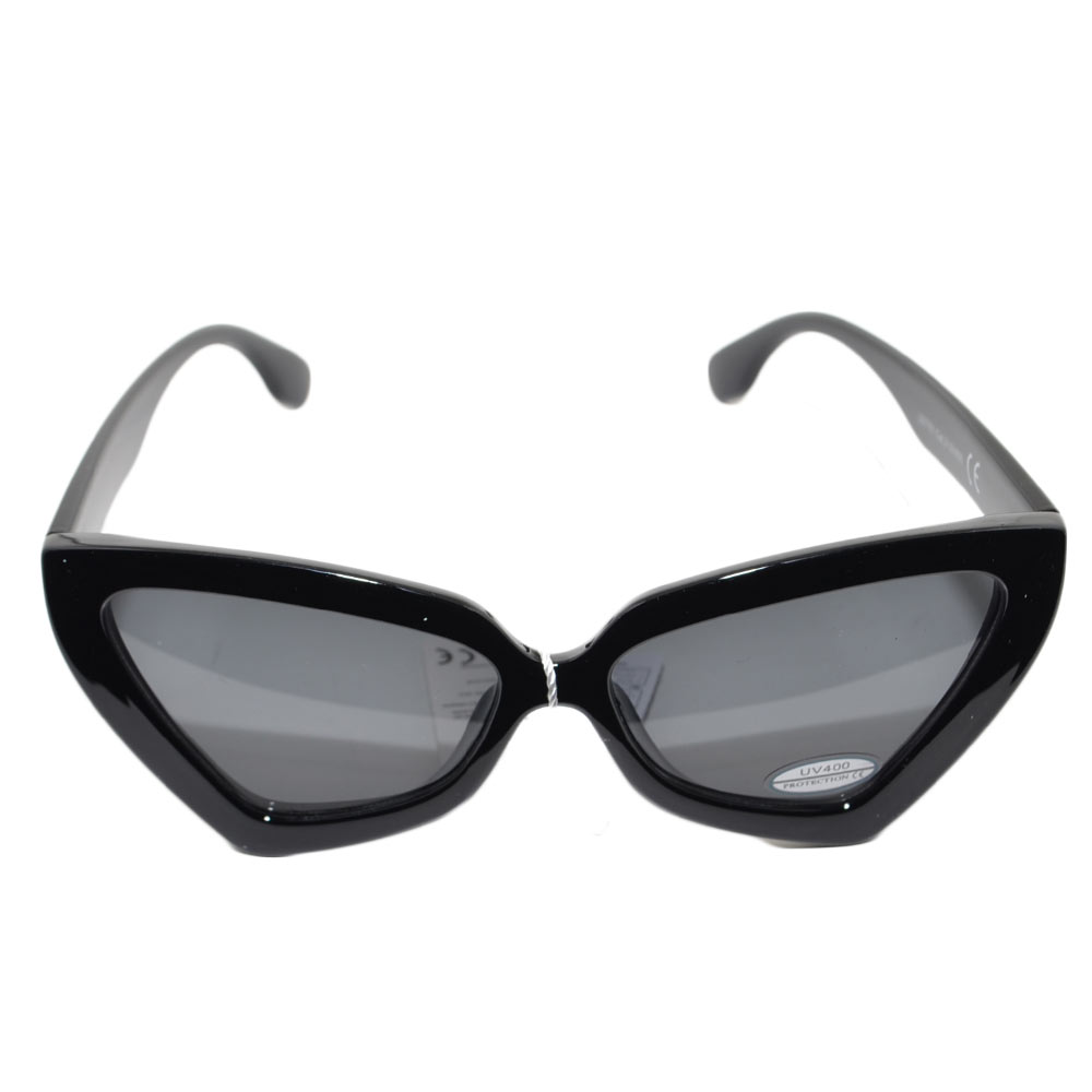 OCCHIALI DA SOLE DONNA SUNGLASSES CATEYES NERO IN OSSO LENTE FUME' CALIBRATA MADE IN ITALY.