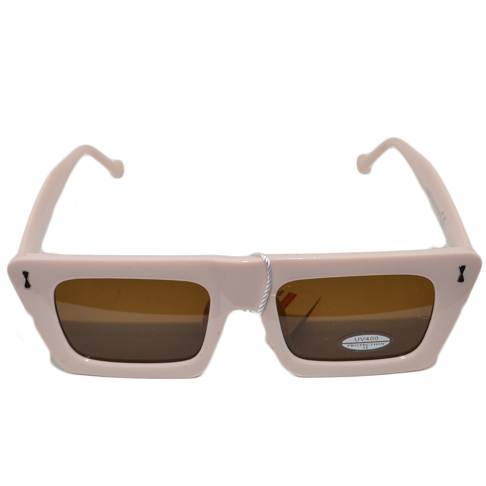 OCCHIALI DA SOLE DONNA SUNGLASSES CAT-EYE QUADRATA IRREGOLARE BEIGE MONTATURA LEGGERA MODA GIOVANE.