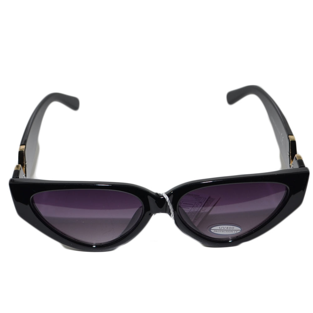 OCCHIALI DA SOLE DONNA SUNGLASSES ANNI 30 CATEYES NERO N OSSO LENTE CALIBRATA OVERSIZE MADE IN ITALY.