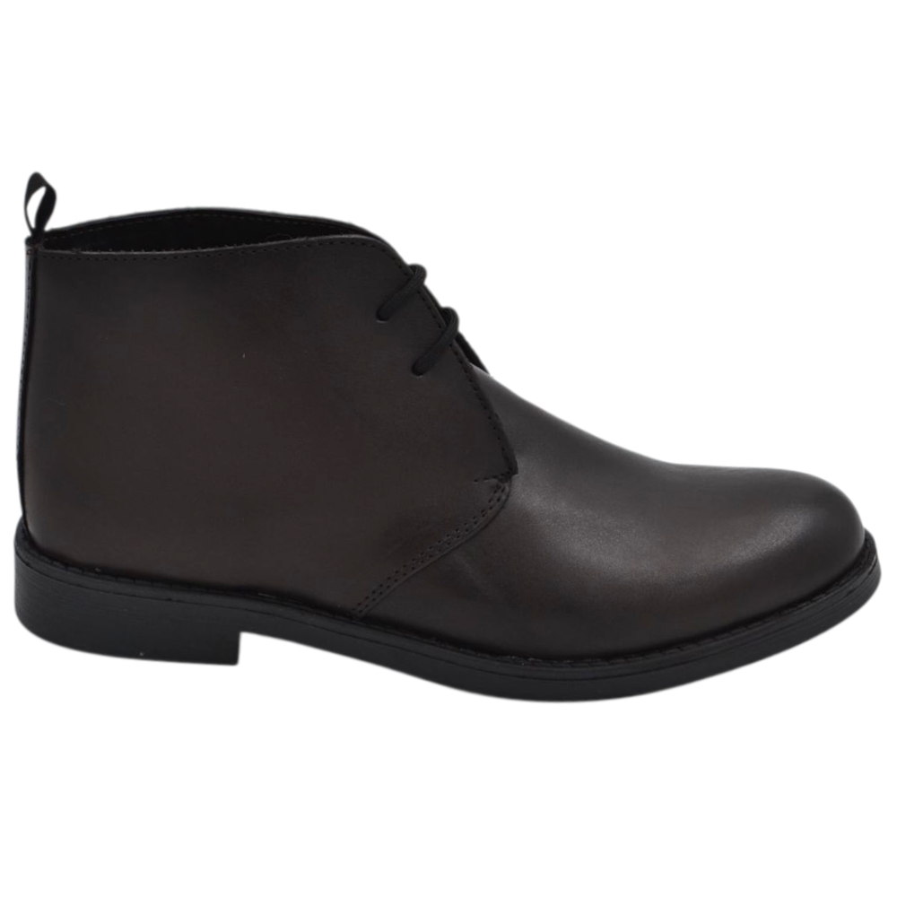 Polacchino uomo in vera pelle marrone alla caviglia comfort gomma sottile 2 cm da professionista handmade in italy