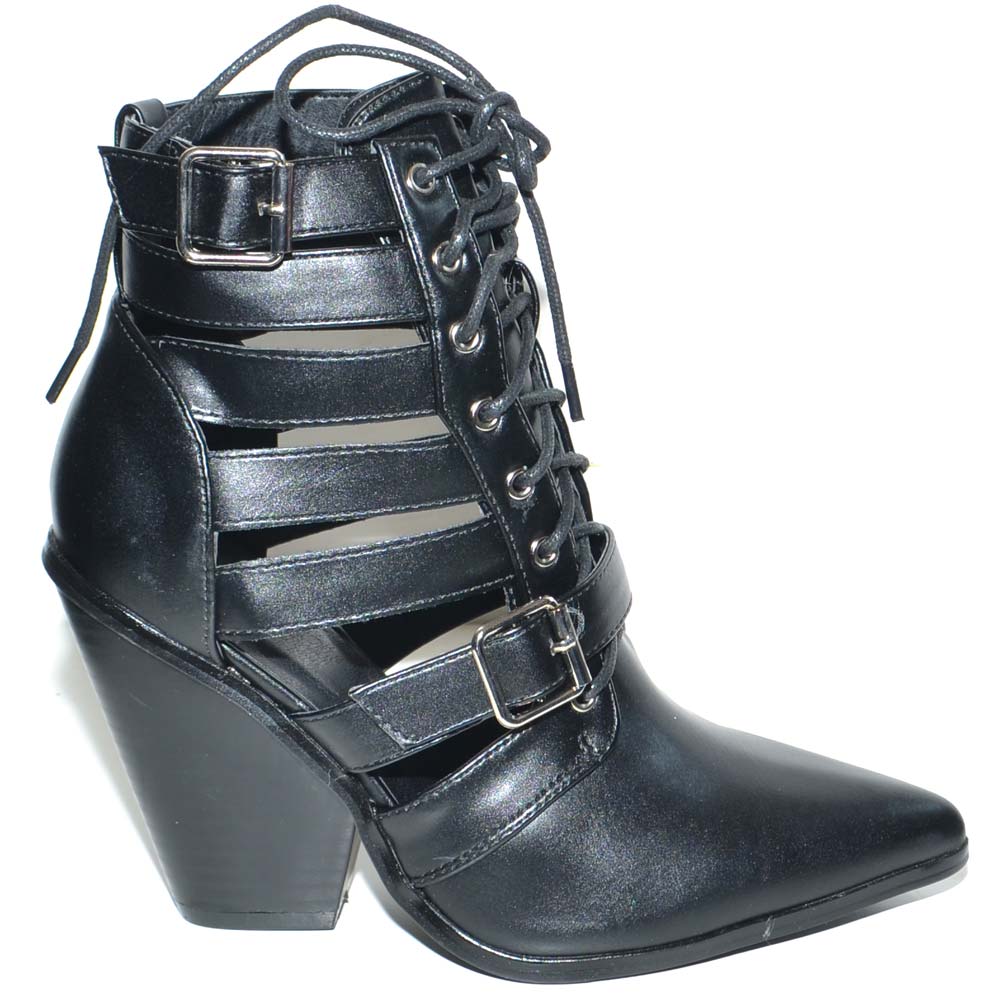 Stivaletti Donna In Pelle Sintetica Effetto Jeans - Tacco, Zip Laterale, Modello GR-6653 - Foto 5