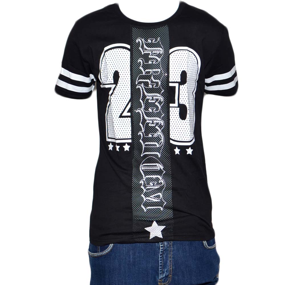T-Shirt maglietta uomo nero cotone con collo rotondo e maniche corte slim fit con design made in italy estate.