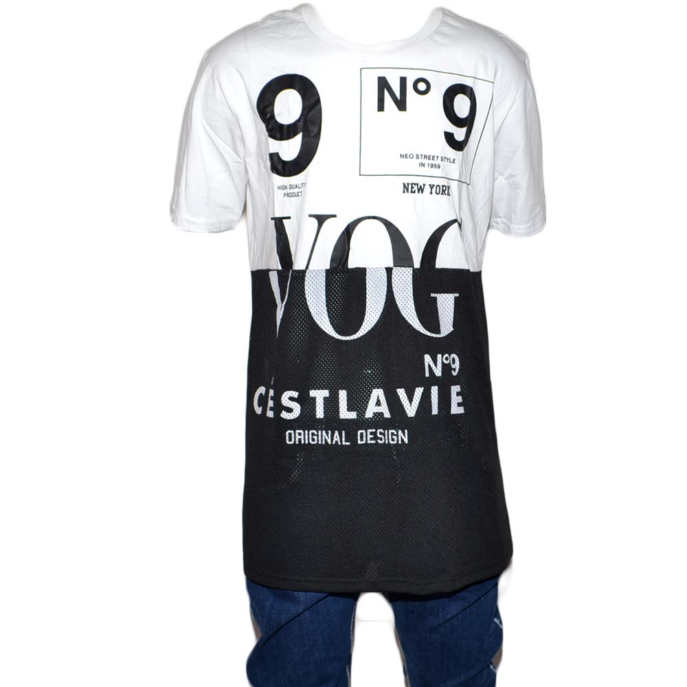 T-Shirt uomo man VOG maglia a maniche corte in jersey di cotone con stampa moda giovanile.
