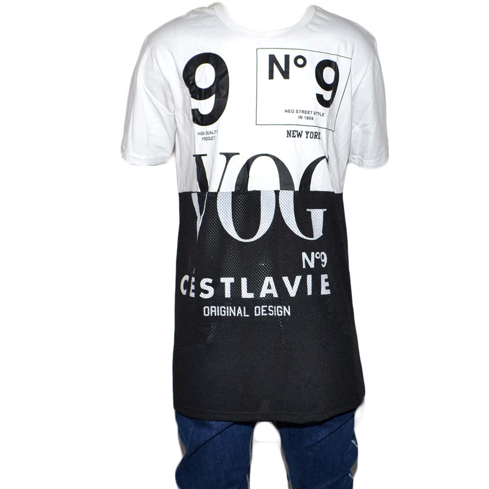 T-Shirt uomo man VOG maglia a maniche corte in jersey di cotone con stampa moda giovanile