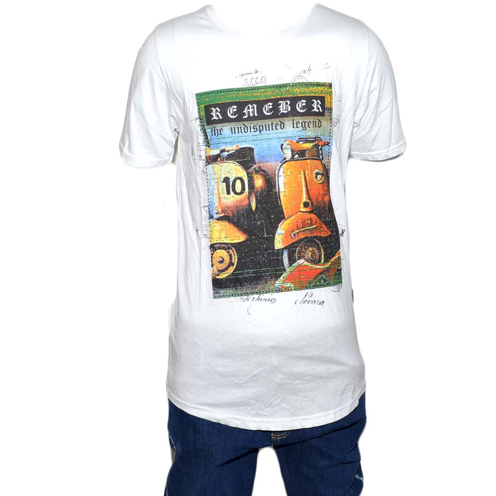 T-shirt uomo in jersey di cotone con stampa colore bianco