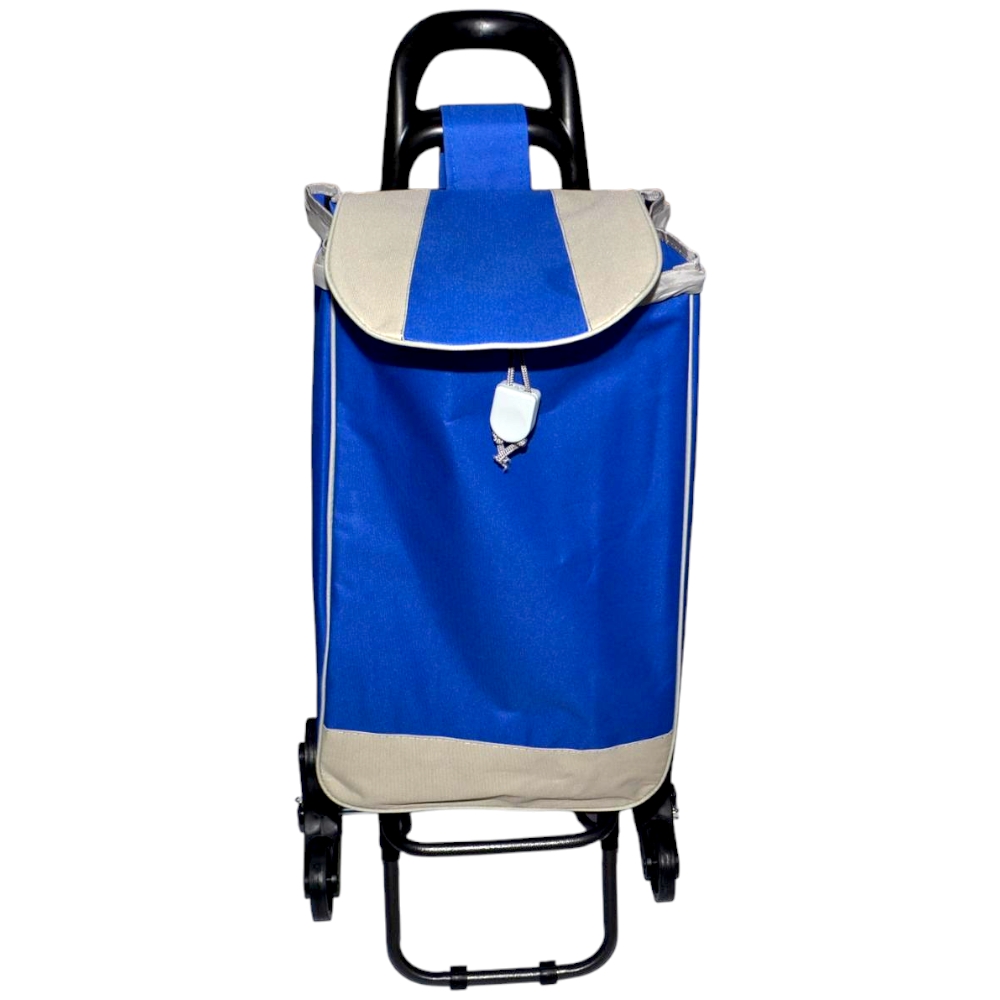 Carrello per la spesa con Tre Ruote Girevoli Saliscale Trolley Portaspesa con chiusura a strappo blu elettrico