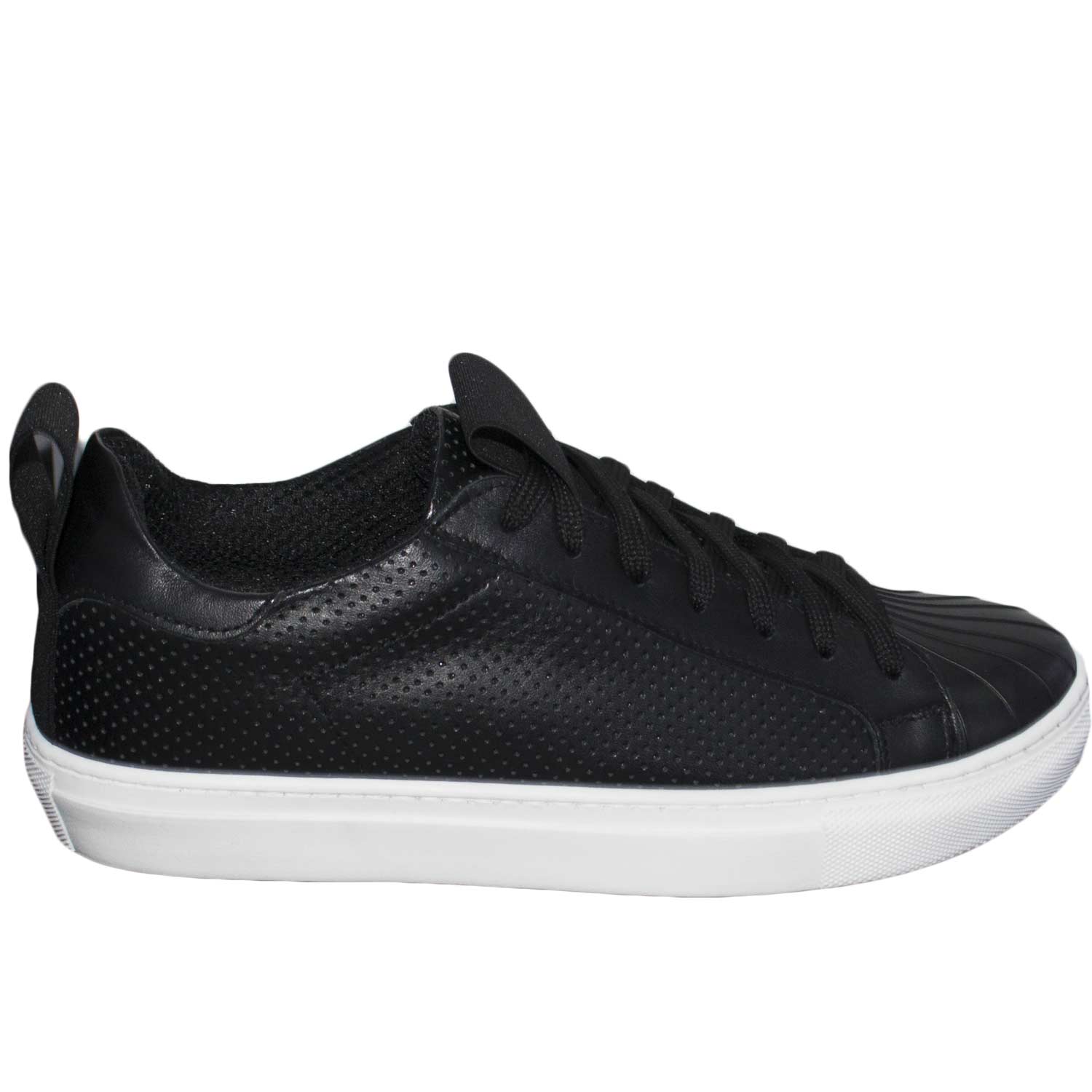 scarpe sneakers bassa art p3006 microforato nero fondo bianco antiscivolo ultraleggeto moda