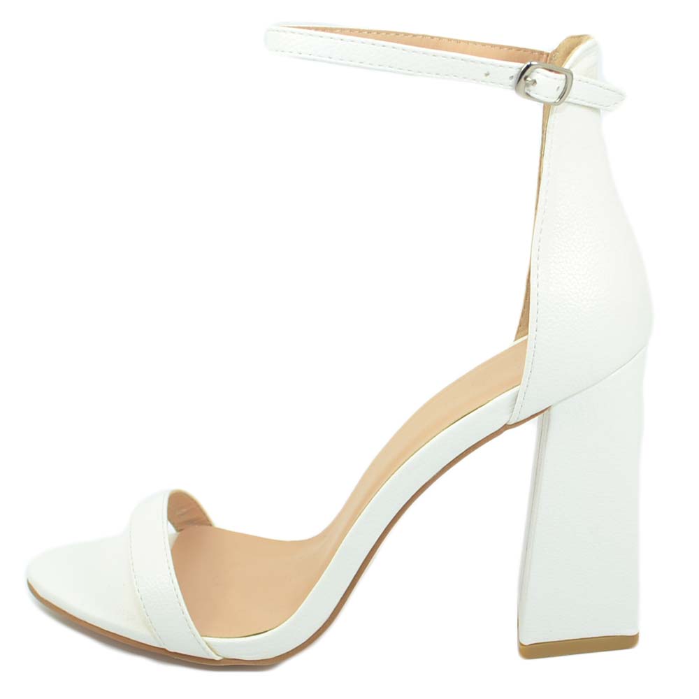 Sandalo donna bianco in ecopelle tacco largo asimmetrico alto 10 cm  cinturino al | eBay