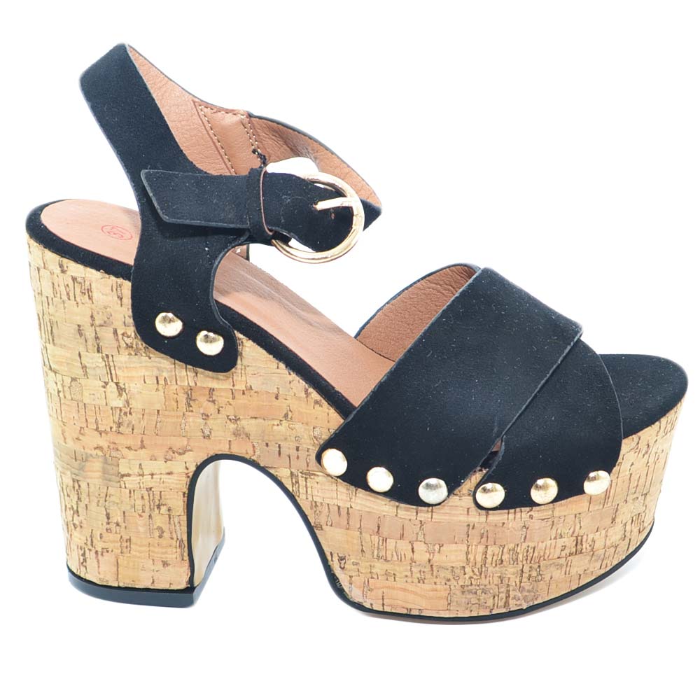 Zeppe platform donna con tacco in sughero spezzato e fascia incrociata sul  piede | eBay