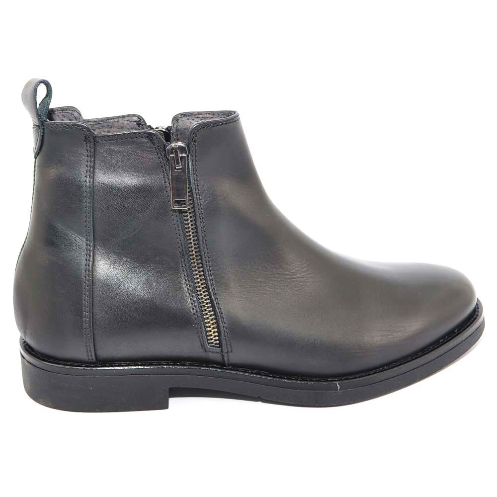 SCARPE UOMO BEATLES CHELSEA VERA PELLE NAPPA NERO SPAZZOLATO CON ZIP FONDO GOMMA INVERNALE ANTISCIVOLO MADE IN ITALY