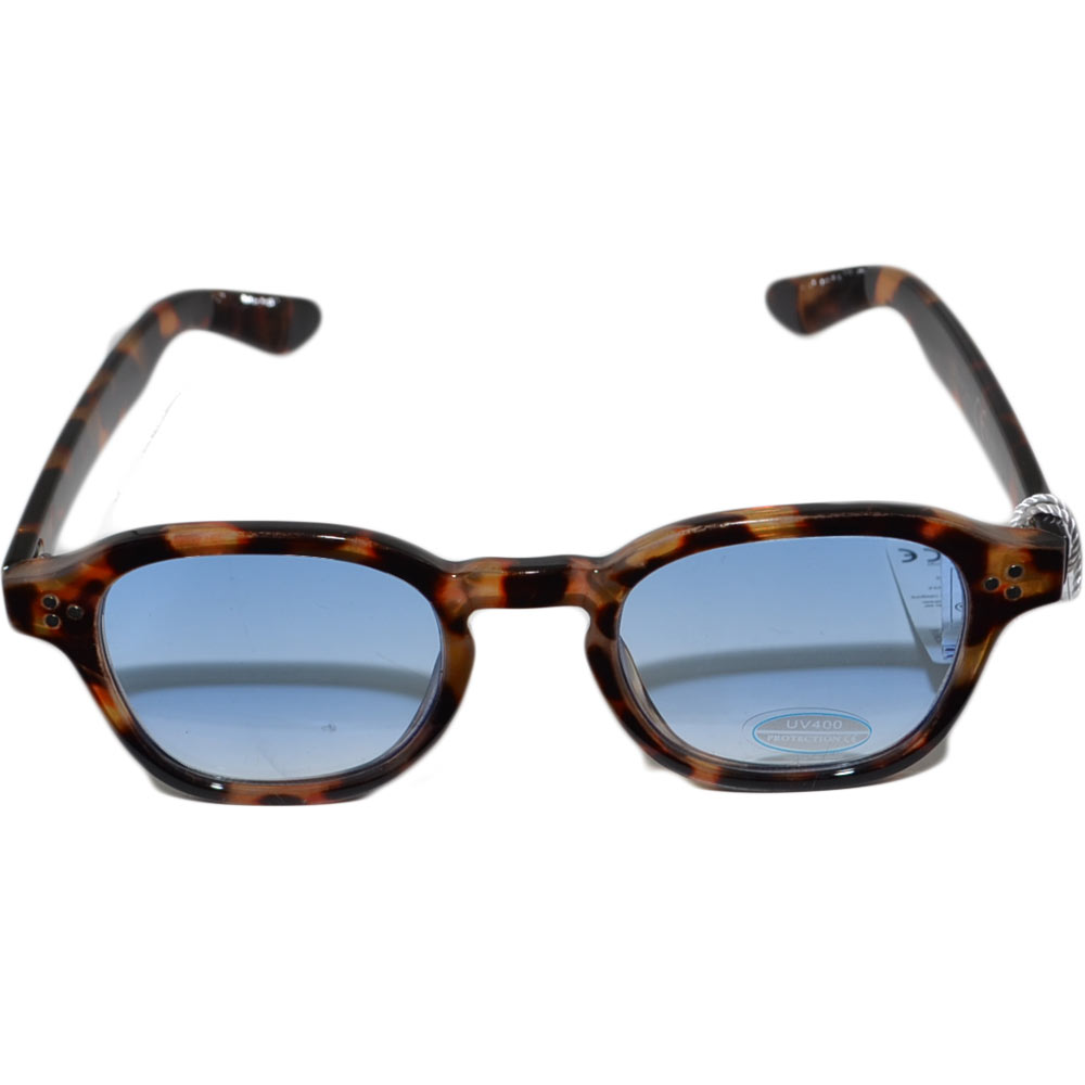 OCCHIALI DA SOLE SUNGLASSES DONNA MONTATURA TARTARUGATA MODELLO A GOCCIA CON LENTE BLU MODA GIOVANE