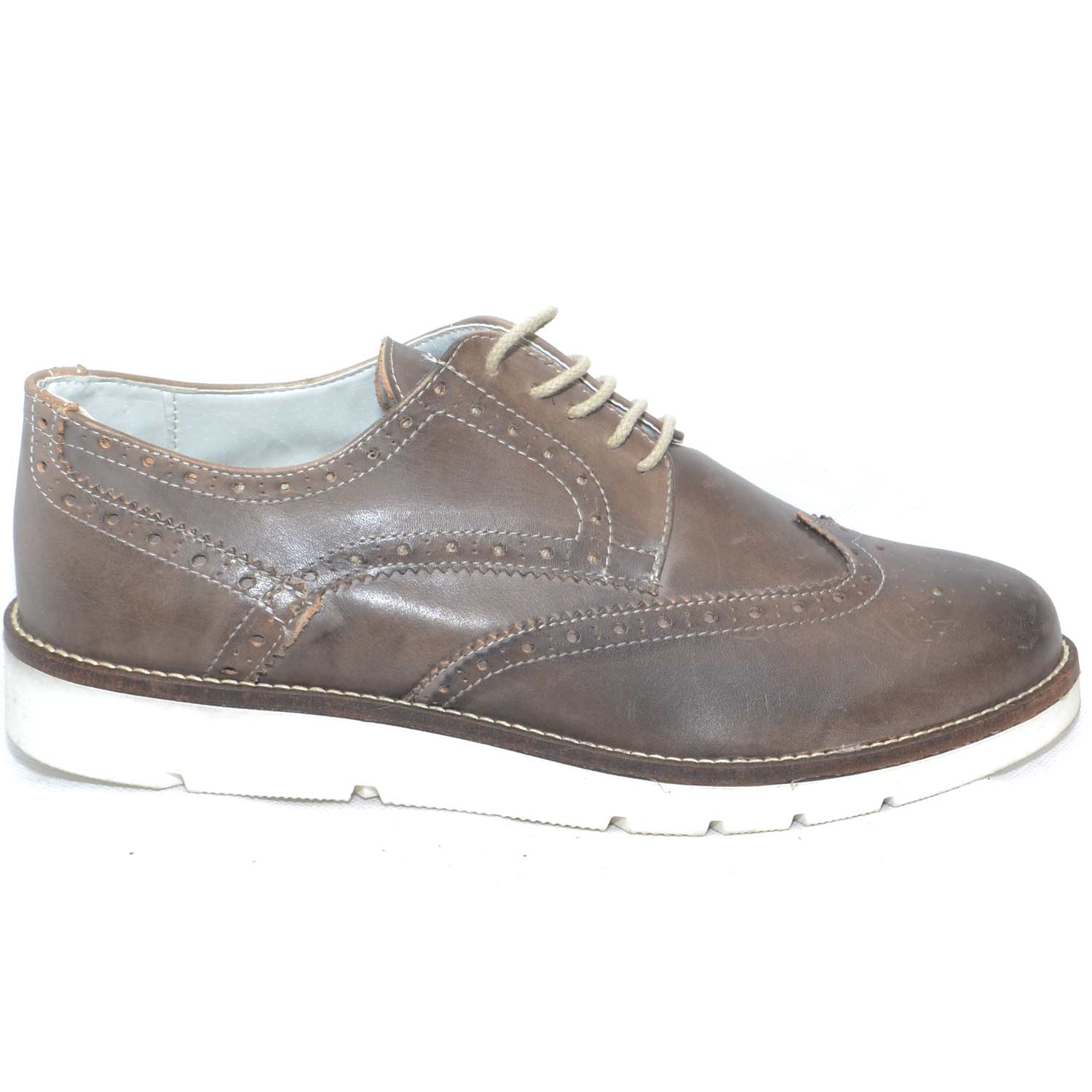 Scarpe uomo man stringate marrone made in italy fondo eva doppio