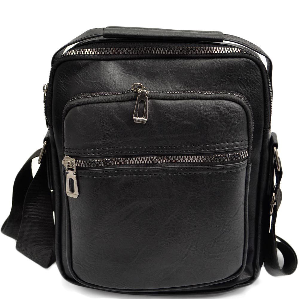 Zaino nero casual uomo borsa medio grande 13 pollici laptop portatile pu pelle zip capiente comodo
