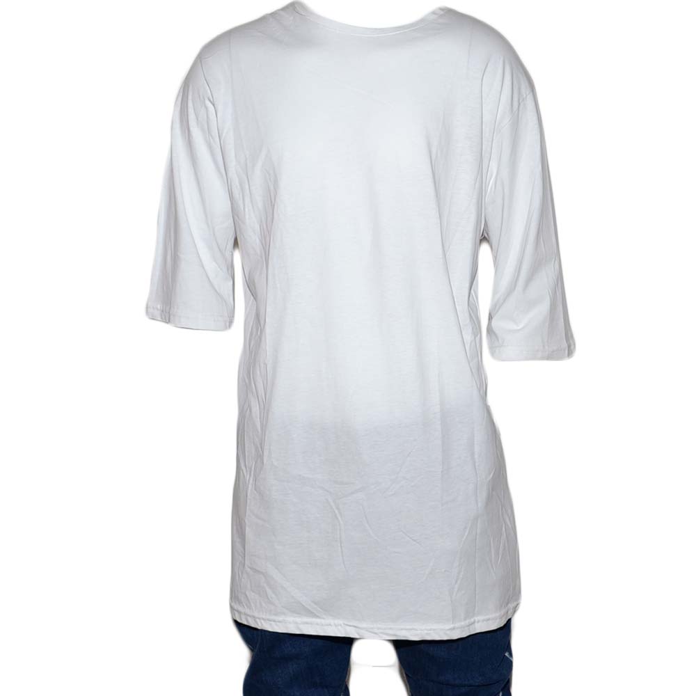 T-shirt uomo girocollo over-size tinta unita maniche corte a tre quarti scritta retro we way trend casual moda uomo.