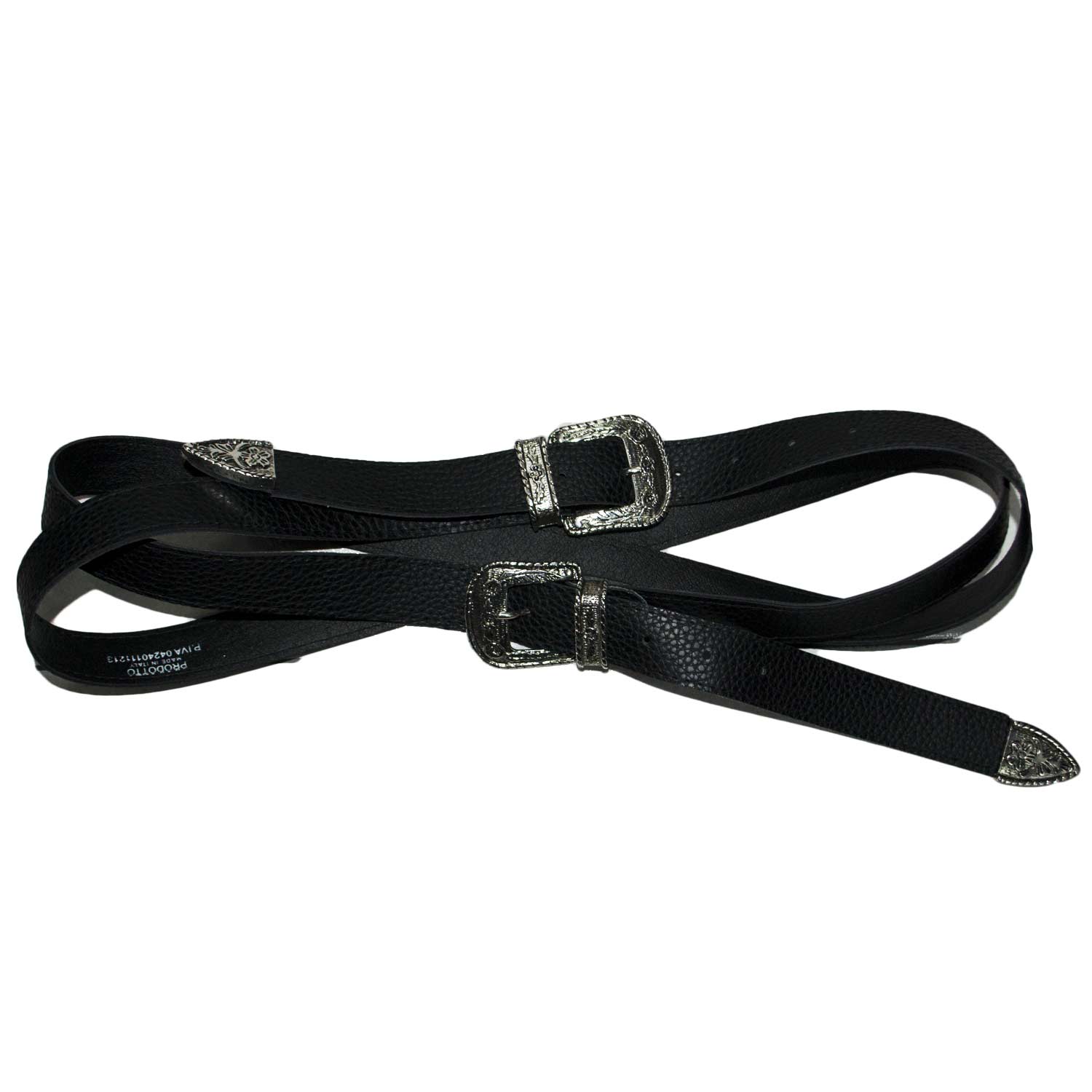 Cintura doppia fibbia alta borchie stile vintage nera modello marcuzzi