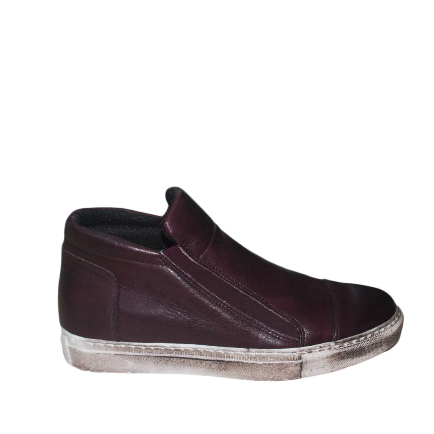 scarpe uomo sneakers bordeaux vera pelle fondo sporcato comfort made in italy.