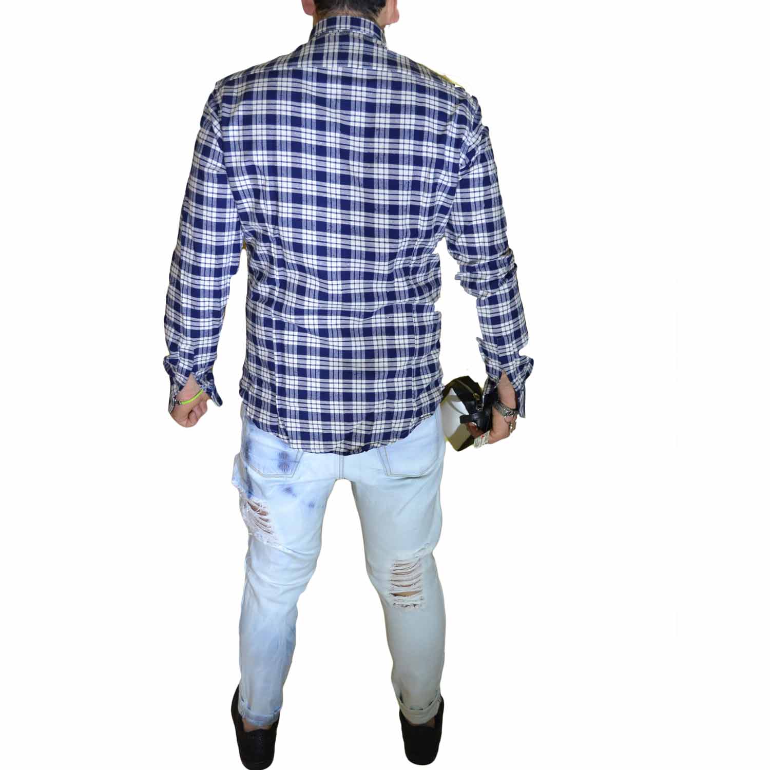 Camicia In Flanella Scozzese Uomo Cromoncent - Buffalo Bianco E Giallo Taglia XL