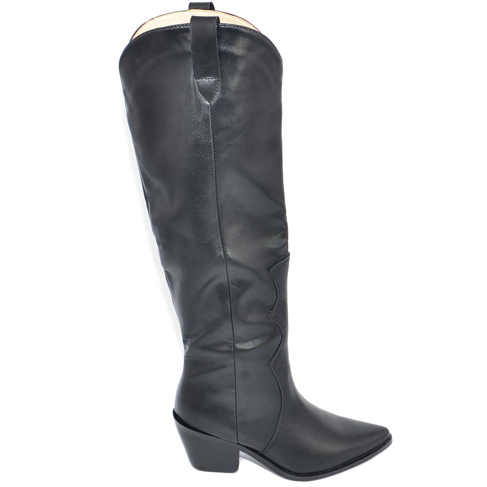 IF Stivali Texani Donna Effetto Morbido – Tacco Medio A Blocco, Pieghe Naturali E Look Western Chic Per Autunno/Inverno - copertina
