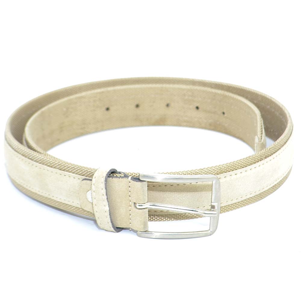 Cintura fibbia alta made in italy stile vintage beige in camoscio cerimonia moda