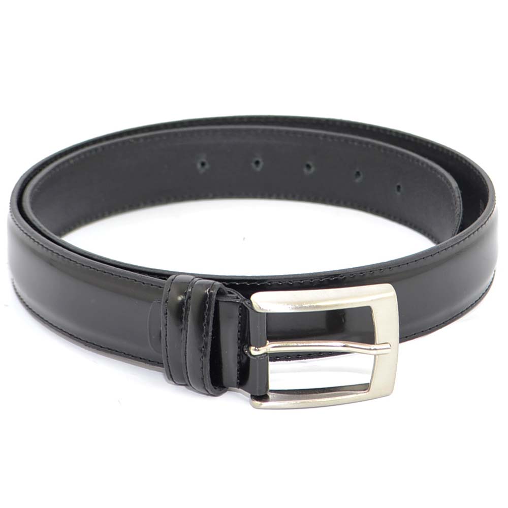 Cintura uomo nera in vera pelle abrasivata regolabile fibbia in acciaio nickel free made in italy business man
