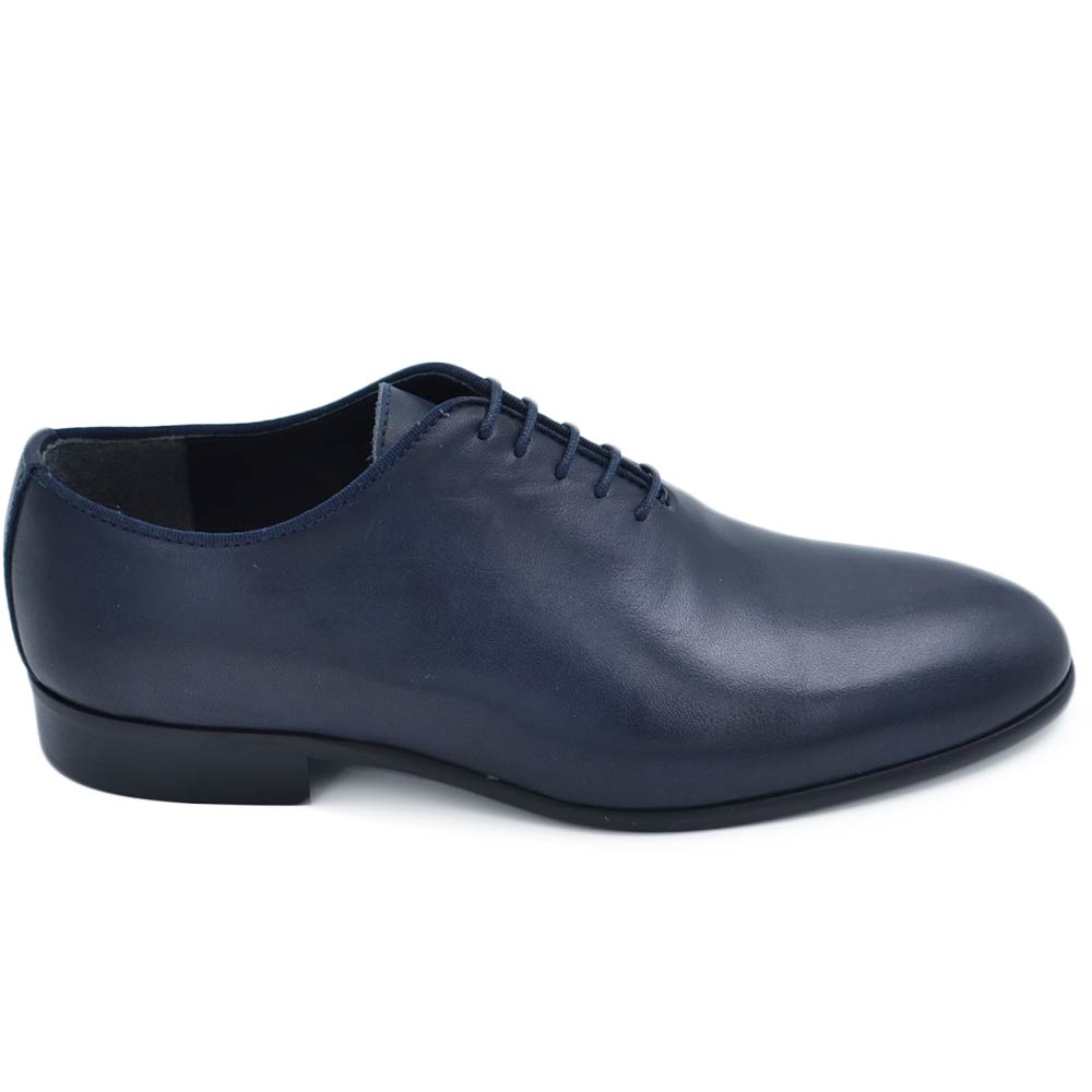 Scarpa classica uomo ls luisantiago stringata in vera pelle crast blu elegante suola cuoio antiscivolo tacco2cm.