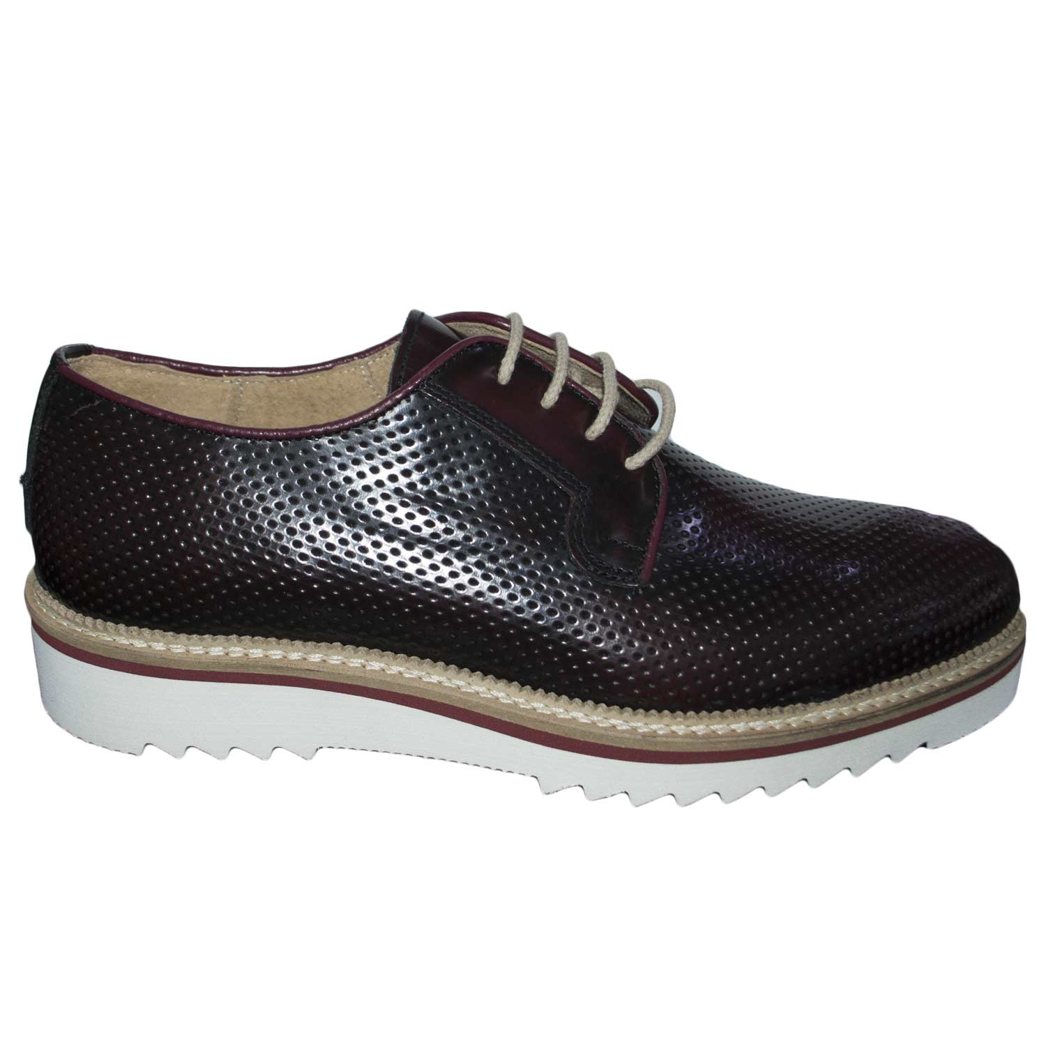 Scarpe stringate art 6892 microforato bordeaux  abrasivato fondo antiscivolo comfort light