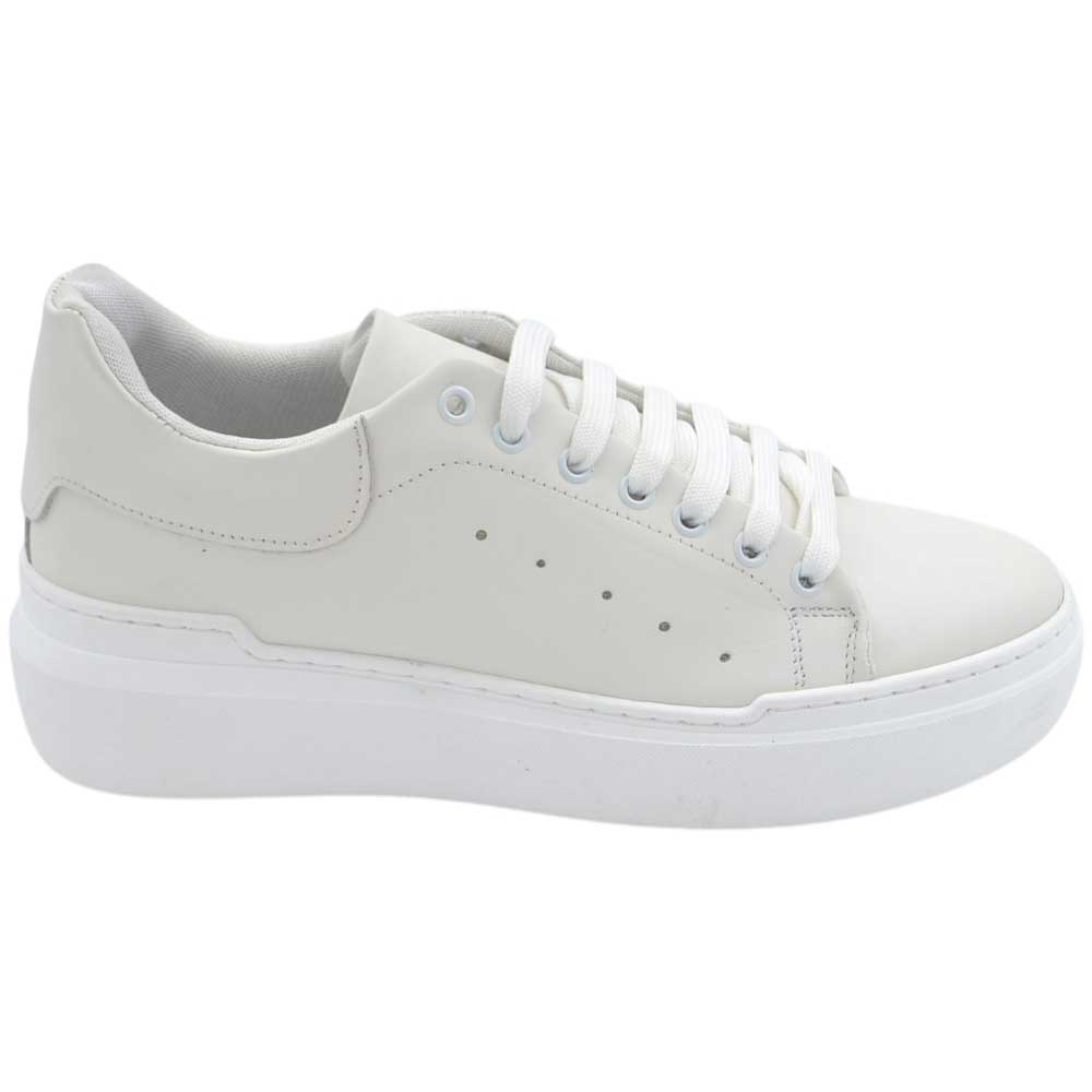 Sneakers Competitor 961 uomo bassa in vera pelle beige liscia con fondo val in gomma eva lacci casual made in Italy.