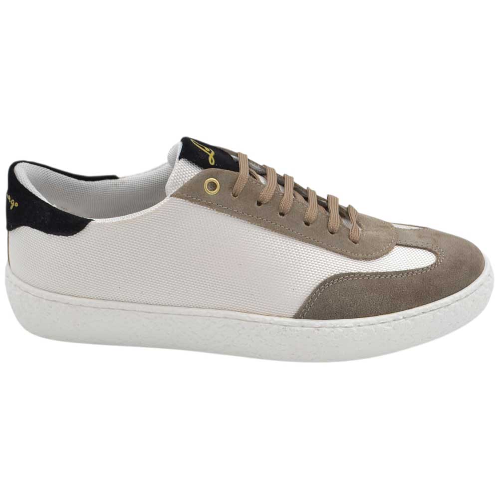 Sneakers uomo steven971 luisantiago bassa in vera pelle camoscio e tessuto taupe fondo gomma basic 2,5 cm	.