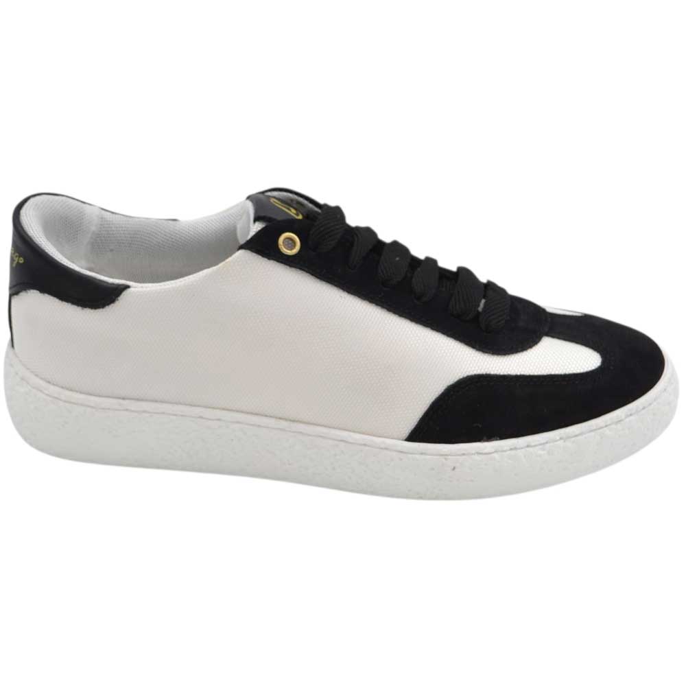 Sneakers uomo steven971 luisantiago bassa in vera pelle camoscio e tessuto beige fondo bianco gomma basic 2,5 cm.