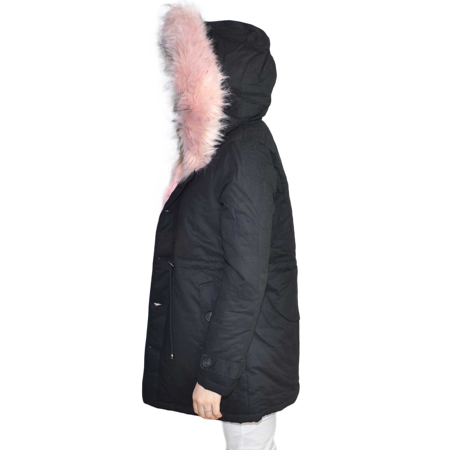 Giacca Andrew Marc Donna Con Pelliccia Sintetica Rosa &ndash; Taglia S, Nuova Con Etichette, Cappuccio, $180