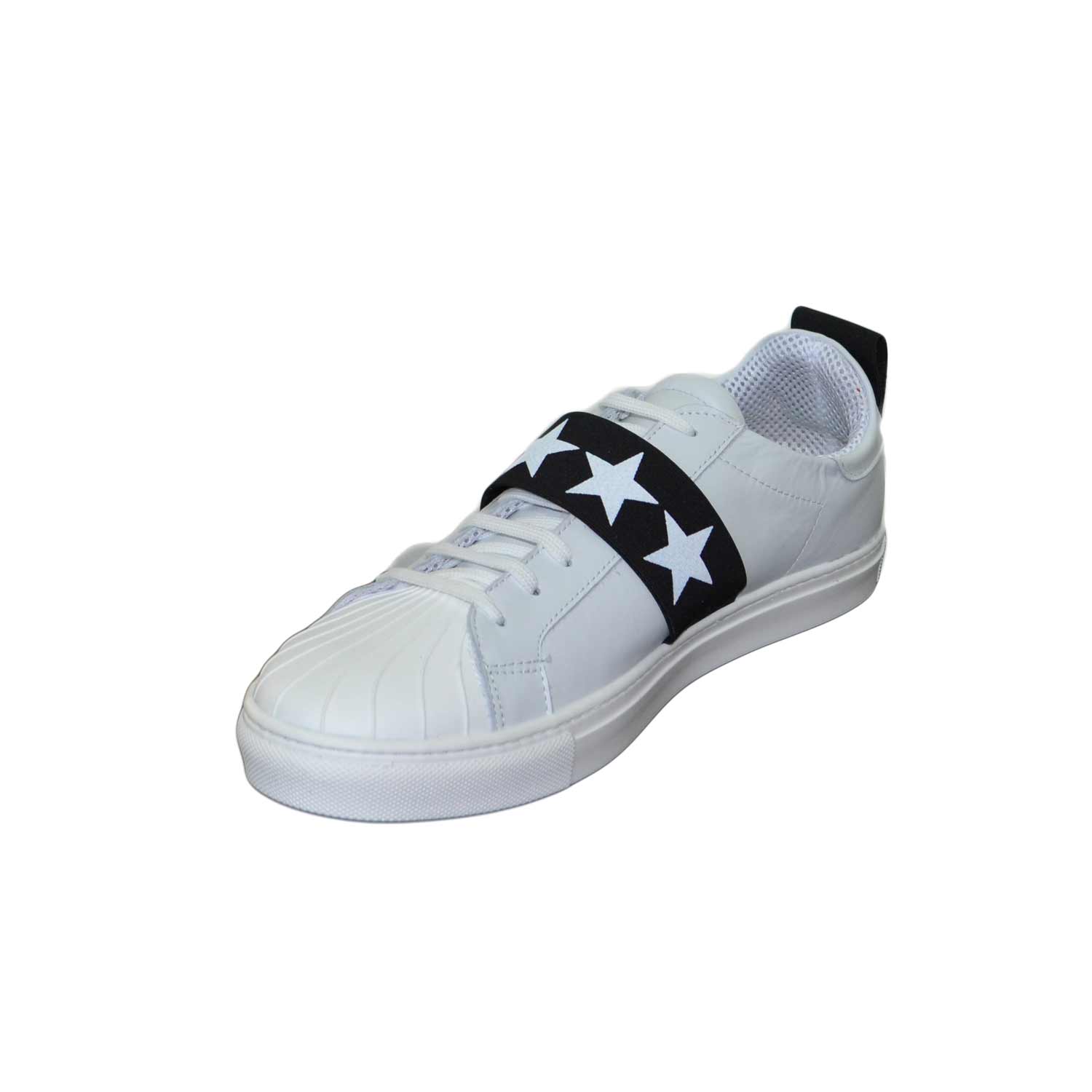 Sneakers bassa Uomo Limited Elastico Punta gommata vera pelle bianco .