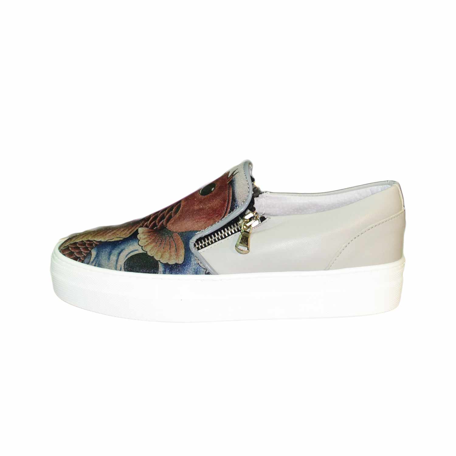 Mocassini Donna In Vera Pelle Granuloso Grigio Talpa - Comfort Slip On, Taglia 42.5 EU