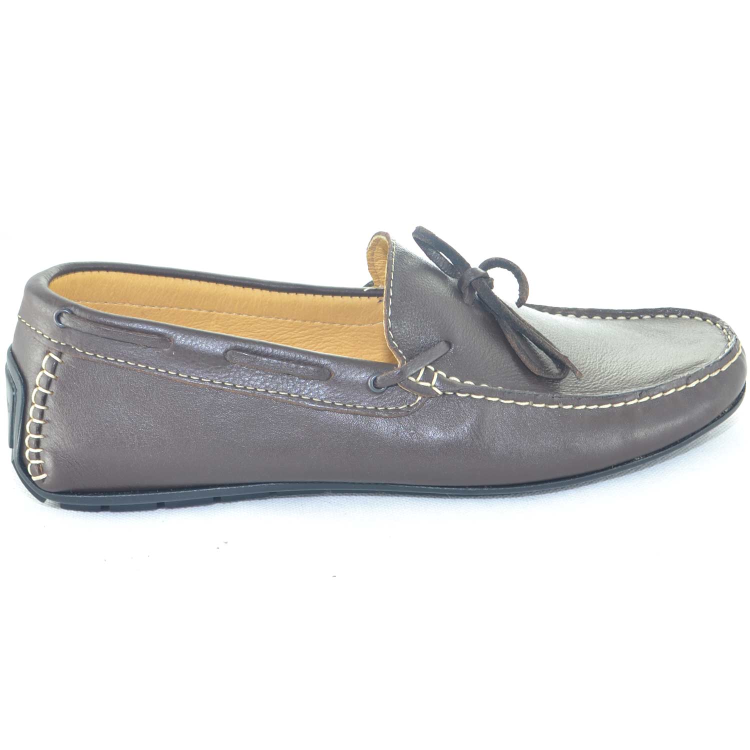 Scarpe uomo mocassino interland marrone da barca modello car shoes slip on made in italy comfort vera pelle moda estiva	.