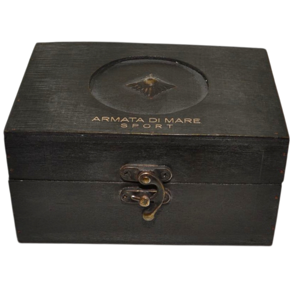 Cintura uomo vera pelle blu Armata di mare con doppia cucitura fibbia in metallo quadrata regolabile scatola in legno.