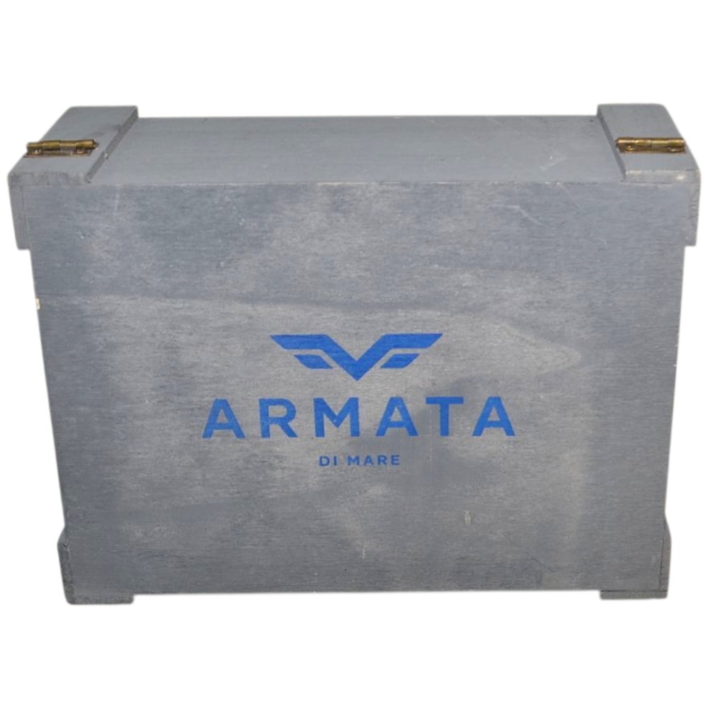 Cintura uomo vera pelle marrone abrasivata Armata di mare con fibbia in metallo quadrata regolabile scatola in legno