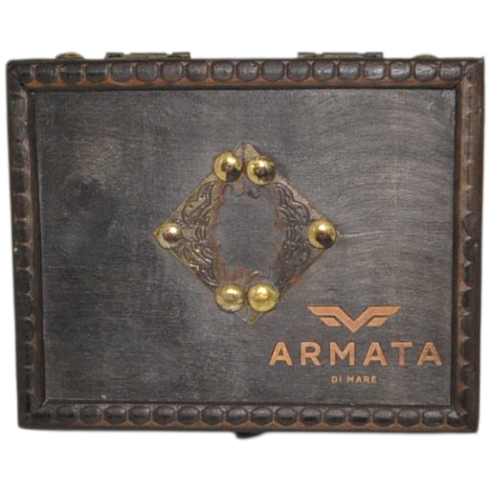 Cintura uomo vera pelle marrone interno blu Armata di mare con fibbia in metallo quadrata regolabile scatola in legno.